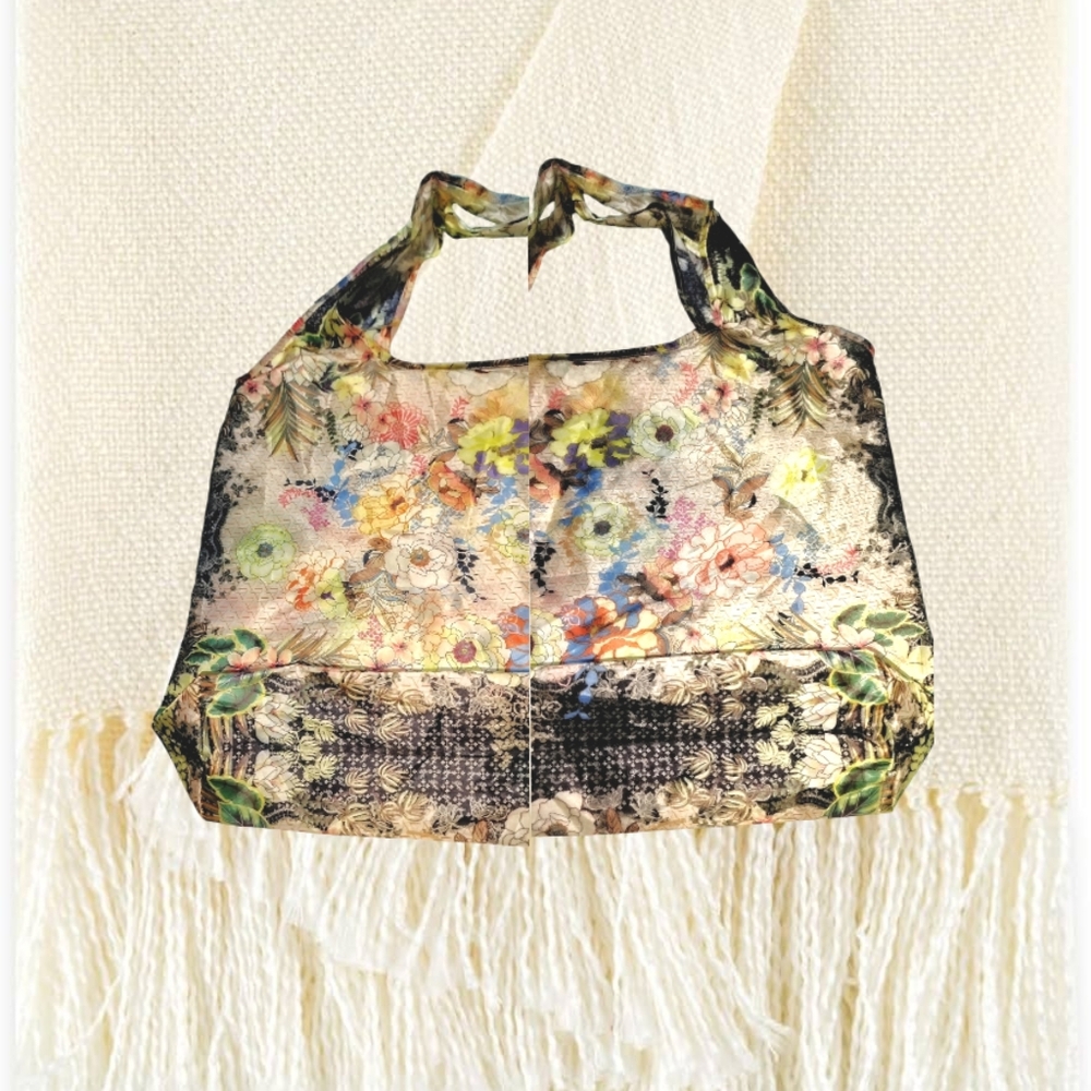 DONATED TO VETS. JOHNNY WAS ~California Reusable Shopping Tote Bag Floral - Picture 3 of 5